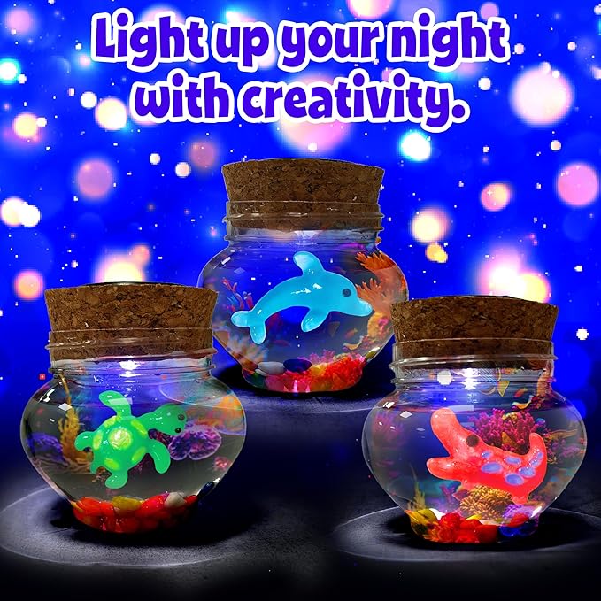 Magic Water Elf Toy Kit，Aqua Fairy Squishy Making kit with 10 Water gels&8 molds,Magic Jelly elf,Glow in The Dark Water Pets Craft Kits,Sensory Toy Gift Ages 3 4 5 6 7 8 9