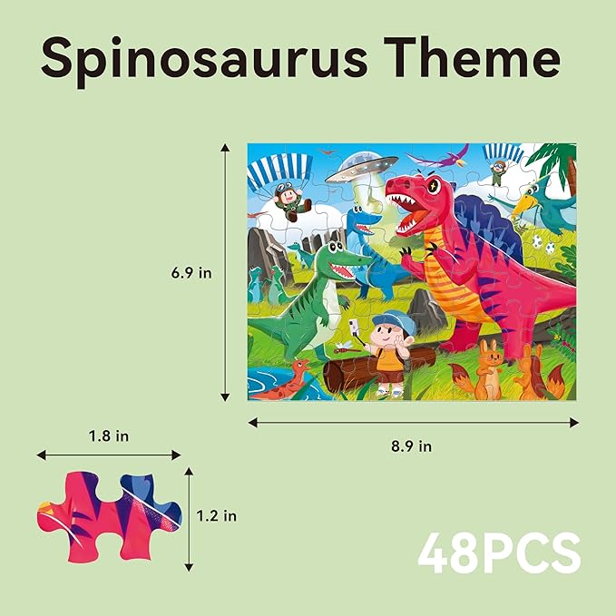 Dotimo 4-Pack Dinosaur Puzzles for Kids Ages 3-5, Progressive Learning Puzzles with Storage Box – 24/30/35/48 Piece Educational Games for Toddlers, Family Activities & Gifts