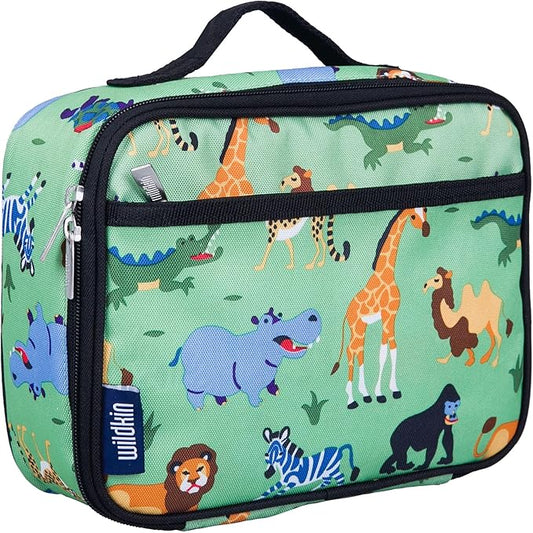 Wildkin Kids Insulated Lunch Box – Durable and Reusable for School & Travel - Wild Animals