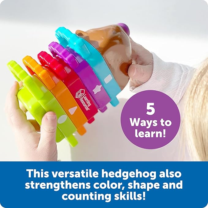Learning Resources Spike the Fine Motor Hedgehog Rainbow Stackers - 6 Pieces, Ages 18+ months Stacking & Counting Toy for Toddlers, Montessori Toys