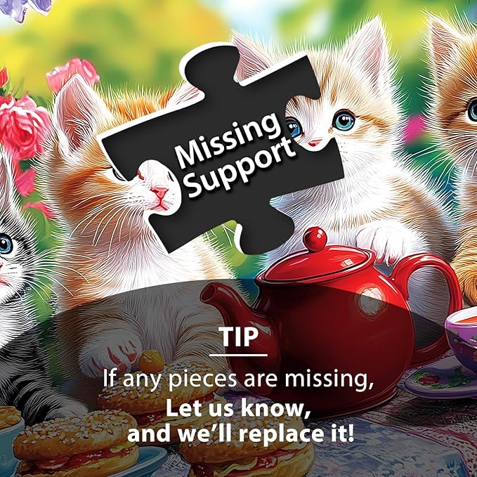 100 Piece Puzzles for Kids Ages 4-6, Kittens' Tea Time Jigsaw Puzzle, Educational Fun for Kids Ages 6-8 & 8-10, Large Piece Puzzles for Seniors & Adults, Creative Puzzle for Family Activities