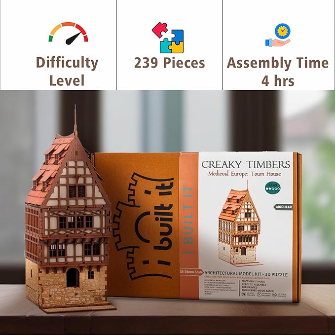 Creaky Timbers P - 3D Wooden Puzzle - 28mm Scale Model Building Kit for Adults, Educational Toy, Creative Gift, DIY Family Activity, Tabletop Miniature Terrain Kit, Architecture