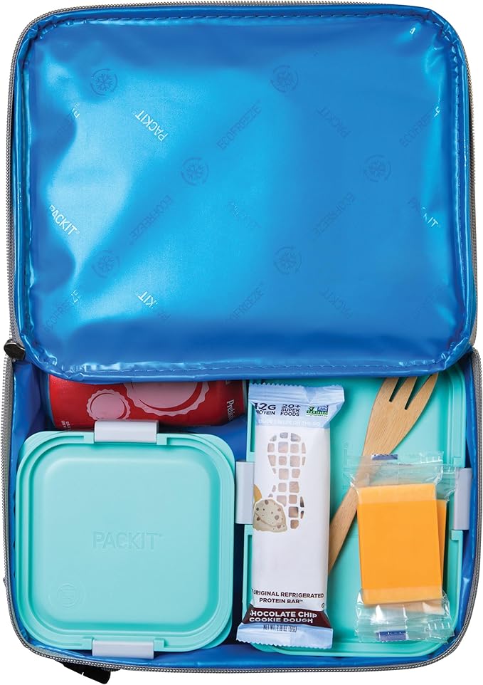 PackIt Freezable Classic Lunch Box, Gray Fog, Built with EcoFreeze® Technology, Collapsible, Reusable, Zip Closure With Front Pocket and Buckle Handle, For Work Lunches and Fresh Lunch On the Go