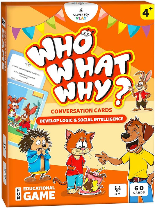 Who What Why Conversation Cards for Kids – Learning Materials for Social Skills, Emotional Intelligence, Empathy & Critical Thinking – Speech Therapy, Articulation & Sequencing Card Game, Ages 4+