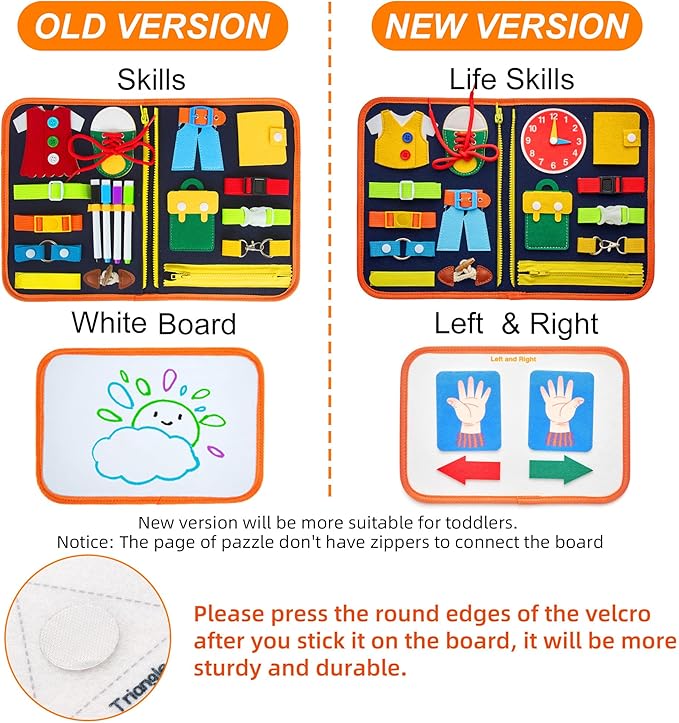 Freebear Busy Board Toddler Travel Sensory Toys for 1 2 3 4, Montessori Learning Activities Board, Educational Toys for 3 4 Year Old Boys Girls Gift, Classic