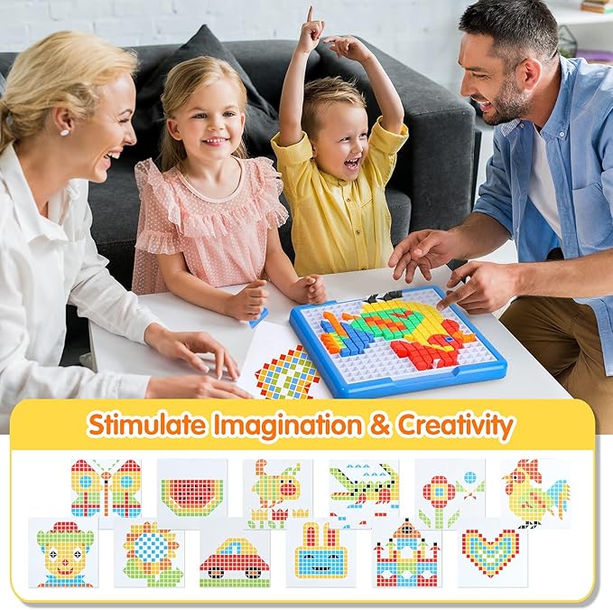 ZOZOPLAY Kids Mosaic Puzzle,490Pcs Building Blocks,Educational Kit with 6 Assembly Drawing,STEM Toys for 3+ Year Old(Small Cube)