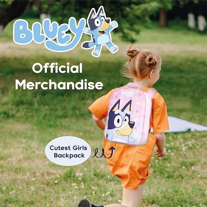 Bluey Backpack for Girls - Kids School Bag Travel Backpack Pink Childrens & Toddler Rucksack Ideal for Nursery and Daily Use