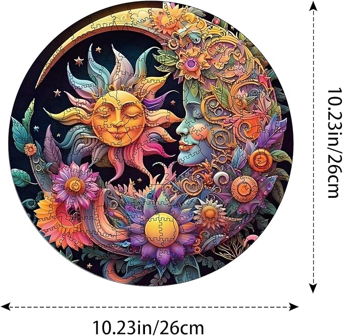 Wooden Puzzles for Adults, 200 Pieces Sun and Moon Uniquely Irregular Animal Shaped Wooden Jigsaw Puzzles, Creative Gift for Teenagers and Adults