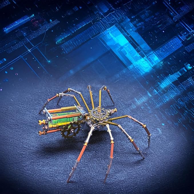 Metal Insect Bug Sculpture Steampunk Mechanical Insect Clockwork 3D Steampunk Metal Puzzle Kits for Adults (Mechanical Spider F)