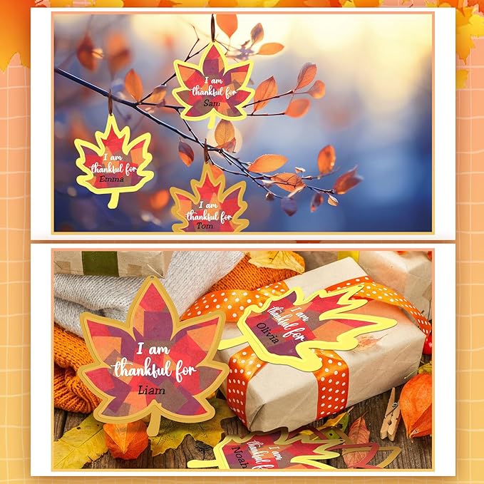 Chiisong 24 Sets Fall Maple Crafts Kit DIY Tissue Paper Sign Crafts for Back to School Fall Harvest Thanksgiving Religious Christian Party Fun Home Actives