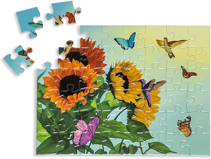 Large Piece Jigsaw Puzzle – Easy & Colorful, Dementia & Memory Activities for Seniors, Elderly Gifts, 48 Pieces, Summer Bloom