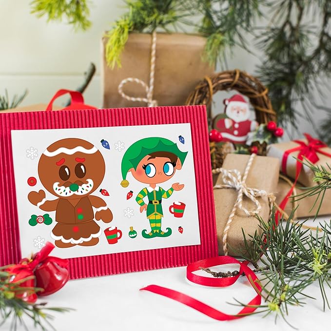 JOYIN 48 Pcs Christmas Make A Face Sticker Sheets Make Your Characters with Santa Santa, Gnome, Reindeer, Snowman, Gifts for Kids School Activities Party Favor Supplies Xmas Craft