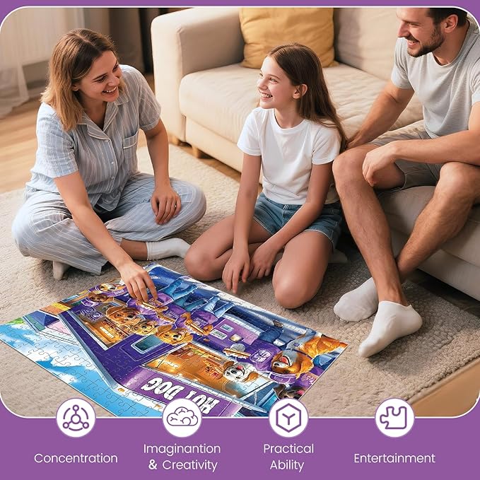 300 Piece Puzzles for Adults, Hot Dog Truck with Dogs Puzzles for Adults, Adorable Dogs and Hot Dog Truck 300 Piece Jigsaw Puzzle, Ideal Home Decor Gift for Adults Kids Seniors, 20.5×15 in