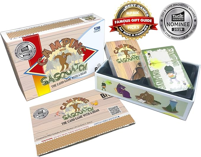 Camping with Sasquatch by Big Discoveries - A 128-Count Family Card Game with a Roar! | Fun Rummy Meets Slapjack Card Games for Kids, Teens, Adults, and Families