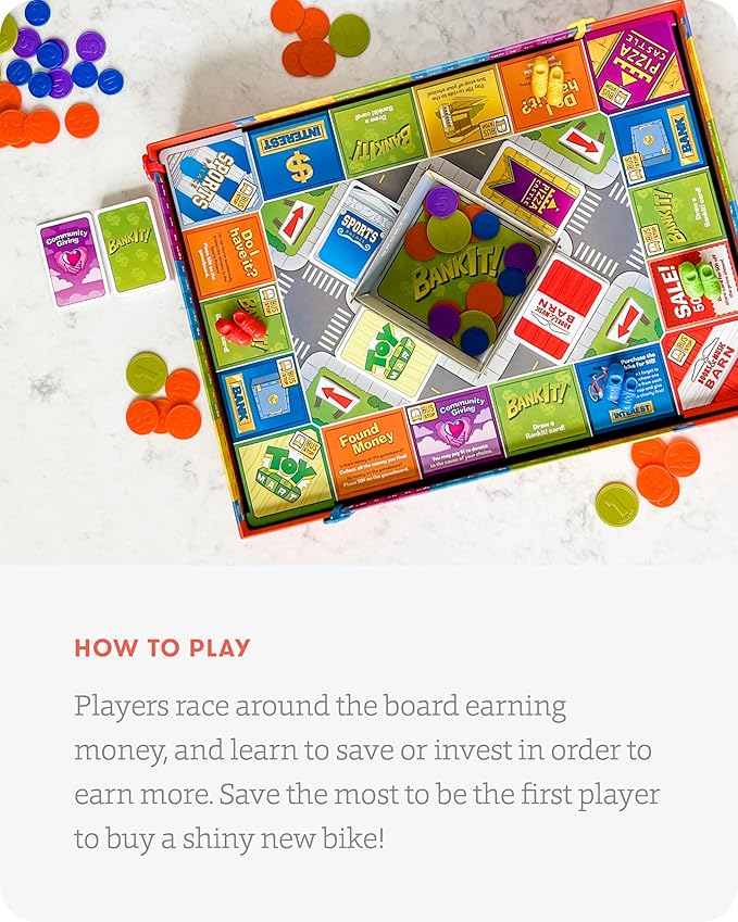 SimplyFun BankIt! - Money Game for Kids - Learn to Save, Spend, Donate, Earn Bank Interest and More - Game for Kids Ages 8 and Up, 1 to 4 Players