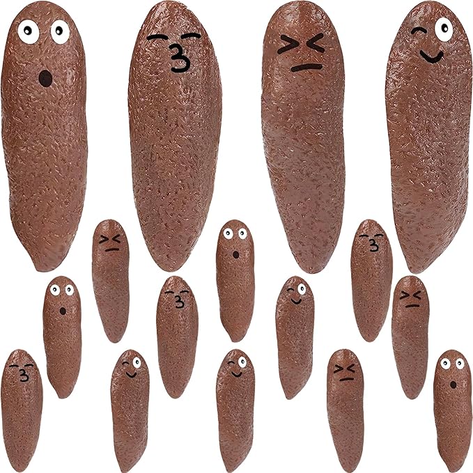 Poop Slingshot 12pk Fake Poop Toys for Kids Stocking Stuffers, Funny Gag Gifts Bulk Party Favors for Kids Game Prizes, Sticky Poop Emotion Toys for Kids Age 3-5 4-8-12 Year Old Boys Girls Teens Adults
