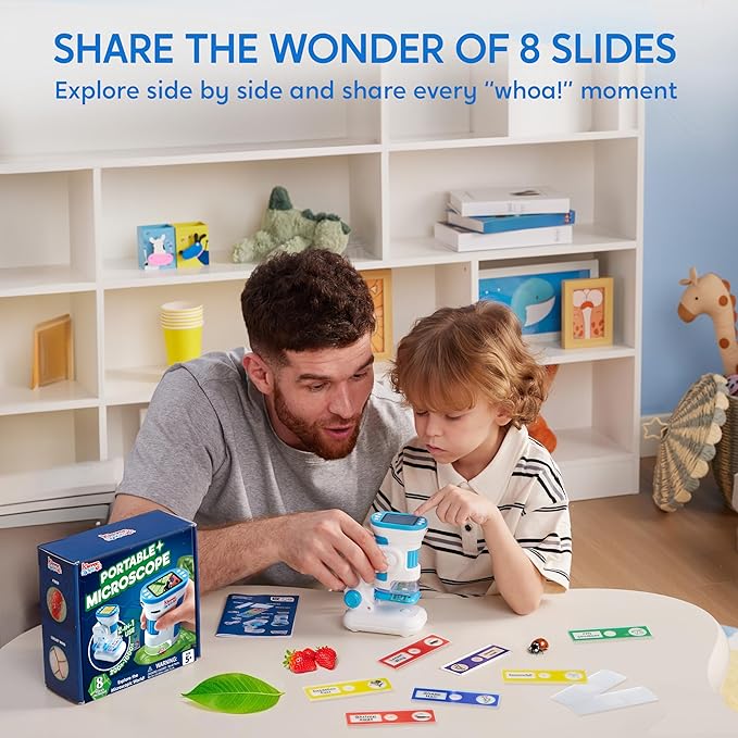 Klever Kits 2 in 1 Handheld Microscope for Kids, 1000X HD Digital Kids Microscope with 2.0'' LED Screen, Portable Pocket Handheld with Slides, 32G Card, Edu Gifts Toys for Ages 5-12