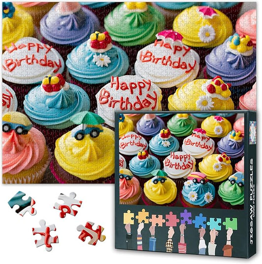 1000 Piece Puzzle for Adults - Neon Cupcake Jigsaw Puzzles, Colorful Dessert Art Adult Puzzles 1000 Pieces, Retro Treat-Themed Design - 27.5x19.7 Inches