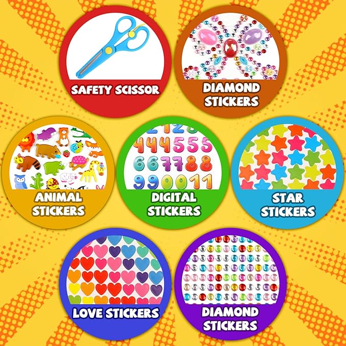 DOITEM Pipe Cleaners Craft Supplies, 1800Pcs Arts and Crafts Supplies DIY School Craft Project Including Pipe Cleaner Pom Poms Craft Kits for Kids Over 8 Years Old