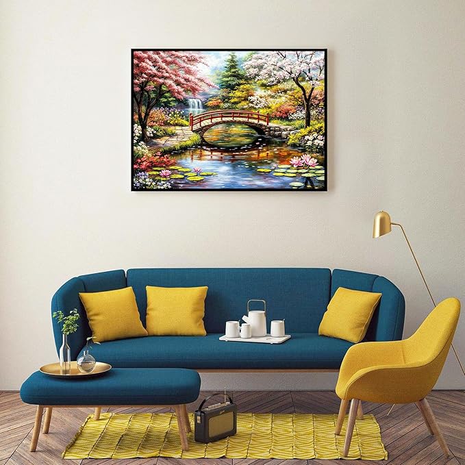 Japanese Garden Jigsaw Puzzles 1000 Pieces for Adults Cherry Trees Water Lilies 1000 Piece Jigsaw Puzzles for Adults