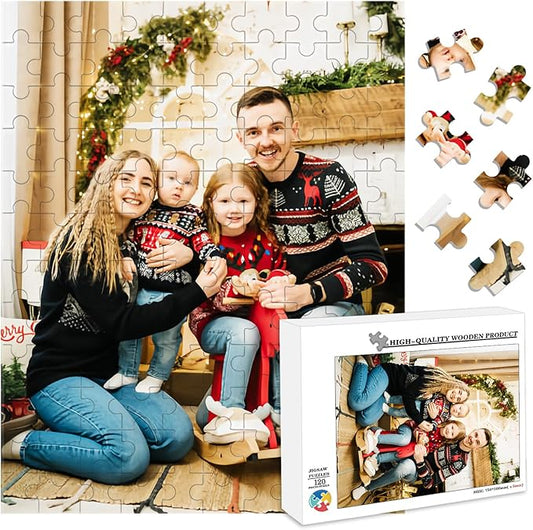 Custom Puzzle 120/200/300/500/1000/1500 Pieces, Personalized Puzzle from Your Own Photos, Customized Picture Jigsaw Puzzle Gift for Christmas Wedding Birthday Family