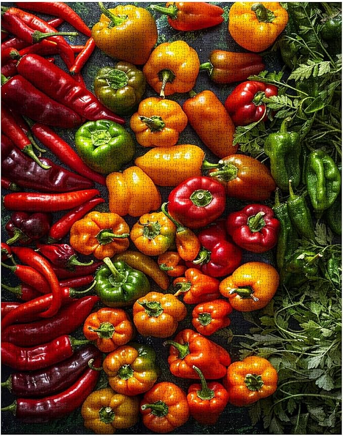 Tucocoo 1000 Piece Jigsaw Puzzles for Adults Variety of Peruan Peppers Painting Puzzle Colorful Art 1000 Pieces Puzzles for Challenging Family Activity Game DIY Craft Puzzle Wall Decor Gifts