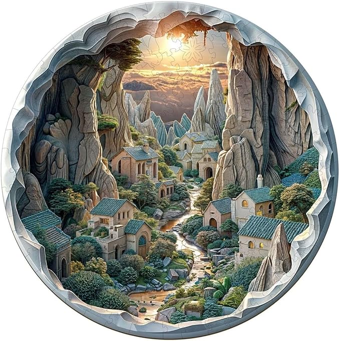 Wooden Puzzles Adults, 3D Cave Forest Puzzle 300 Pieces, Unique Animal Shaped Wood Challenging Jigsaw Puzzles Gifts for Adults, 13.4x13.3in