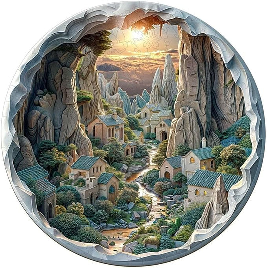 Wooden Puzzles Adults, 3D Cave Forest Puzzle 300 Pieces, Unique Animal Shaped Wood Challenging Jigsaw Puzzles Gifts for Adults, 13.4x13.3in