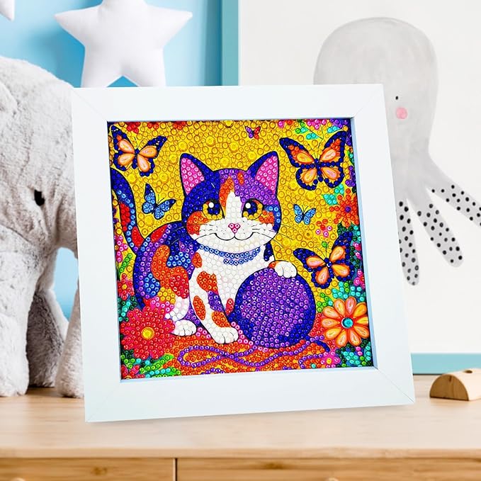 Diamond Art Kits for Kids - Crafts for Ages Girls 8-12 - Diamond Art Painting with Wooden Frame Included - Arts and Crafts for Kids Age 4-6 - GEM Art Supplies for Beginner Friendly Decor Birthday Gift