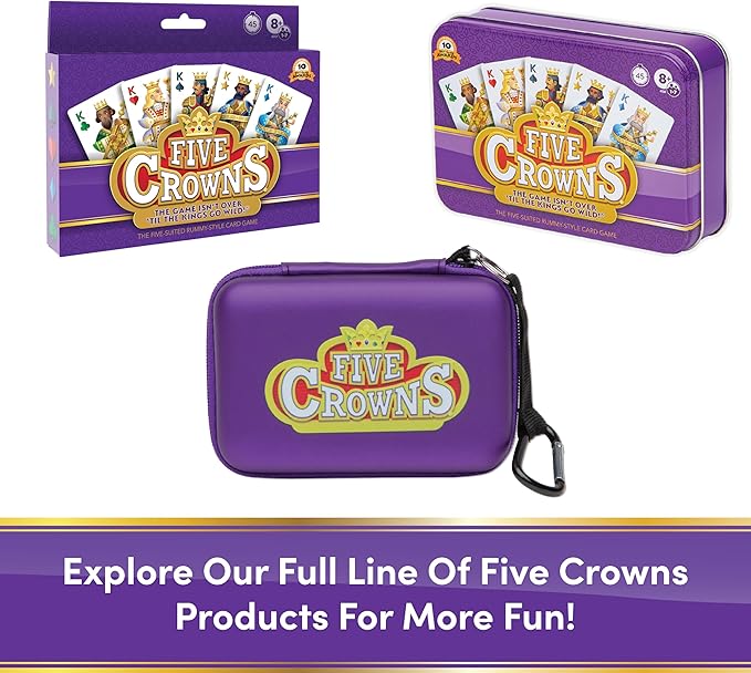 Five Crowns Travel Case Bundle, Cards, Scorecard Included – Card Game for Kids and Adults, Family Game Night, The Game isn’t Over Until the Kings Go Wild!, 5 Suited Rummy Style Card Game, Ages 8+