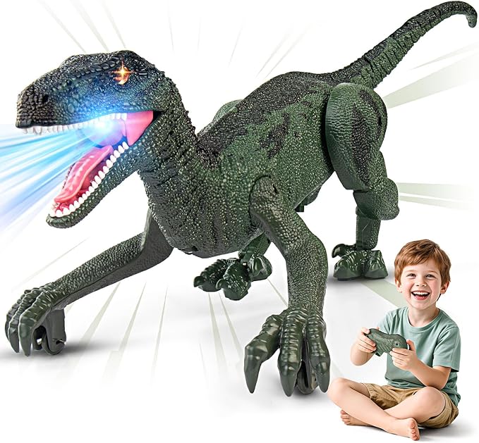 Dinosaur Toys for Kids 3-5, 5-7, 8-12, 2.4GHz Remote Control Dinosaur with Walking, Realistic Sounds, Demo Mode, Rechargeable Jurassic Toys for Birthdays, Parties, Children’s Day