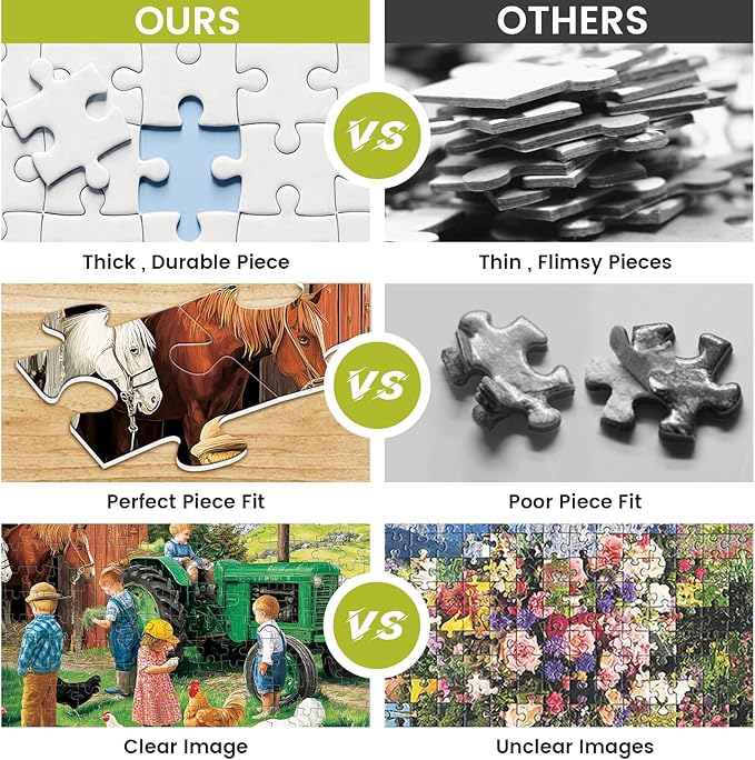 2-Pack 300 Pieces Puzzles for Adults, Happy Friendship Farm Puzzles 300 Pieces Warmth Childhood Scene Jigsaw Puzzles for Adults, Challenging Family Puzzle Colorful Activity Game Gift 20.5 X 15 in