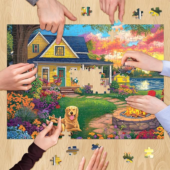500 Piece Puzzle for Adults Puzzle, Cute Dog Jigsaw Puzzle 500 Pieces, Garden House and Flowers Puzzles 500 Pieces for Adults Seniors, Fun Challenging Family Games Holiday Party Gifts 20.5×15 in