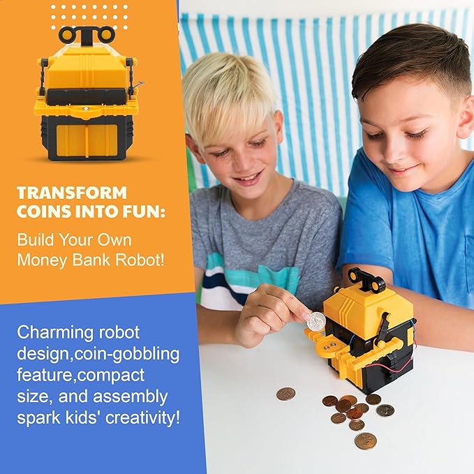 KidzRobotix - Money Bank Robot - Build a Piggy Bank for Kids Robot, Inspire STEM Learning, Boost Creativity, and Teach Financial Responsibility with Our Fun DIY Coin Bank Kit for Kids Aged 8 and Up!