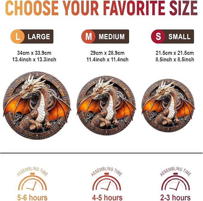 Wooden Puzzles for Adults - Mechanical Dragon Wooden Jigsaw Puzzle, Unique Animal Shaped Wood Puzzles Adult, Christmas Birthday Gifts for Friends/Family, Home Decor 13.4 * 13.3in 300pcs