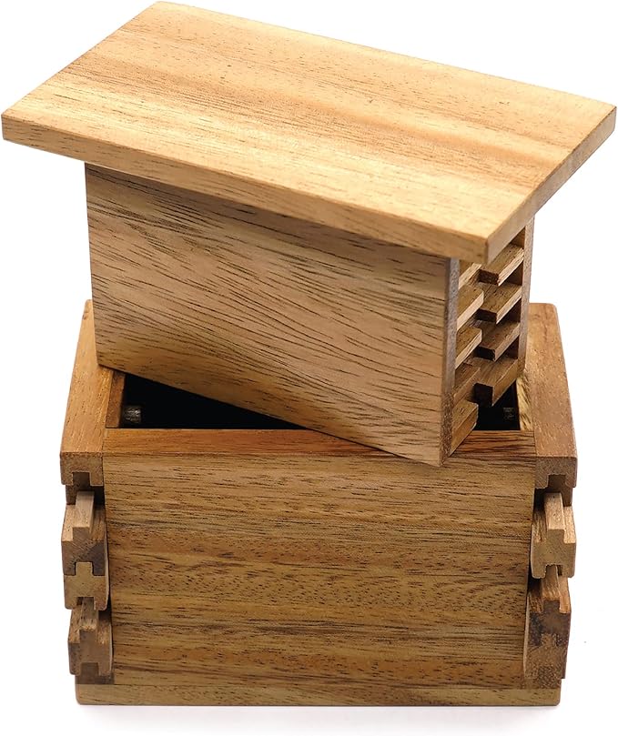 BSIRI Jigsaw Safe Box- Secret Box Brain Teaser Wooden Puzzle Boxes with Hidden Compartments. Ideal Mystery Jewelry, 3D Puzzle Lock Box, Gift Card, and Money Puzzle Box