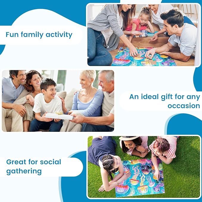 300 Piece Puzzle for Adults,Ocean Jellyfish Jigsaw Puzzles 300 Pieces for Adult Kids Elderly Puzzle Game Premium Cardboard Jigsaw Puzzle Challenging Puzzles Game Family Activity Birthday Gift Toy