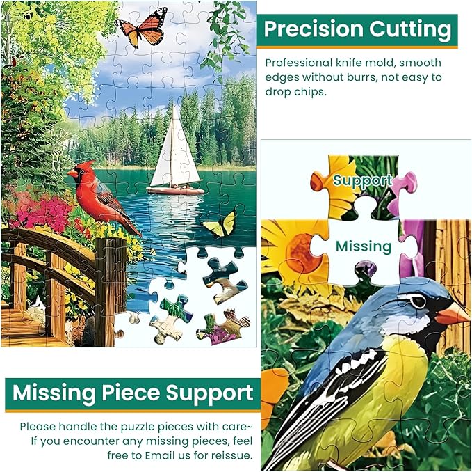 300 Piece Puzzles for Adults,Lake Cabin Jigsaw Puzzle for Adults Kids Elderly,Large Piece Countryside Puzzle for Kids Age 8-10 10-12,Challenging Landscape Puzzle,Family Game Great Gift 20.5x15in