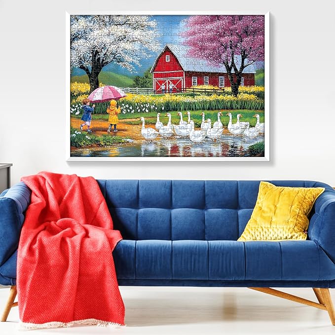 500 Pieces Jigsaw Puzzles for Adults, Farm Animal Puzzle for Adults Children Seniors, Children Playing on Rainy Puzzle 500 Pieces, Gift for Birthday, Home Decor, Fun for Family(20.5 * 15 in)