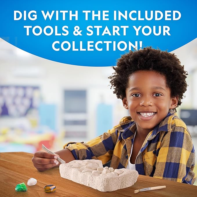 National Geographic Gemstone Dig Kit – Dig Up 10 Real Gemstones and Crystals, Science Kit for Kids, Gem Digging Kit, Gift for Girls and Boys, Mining Kit, Rock Collection