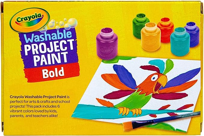 Crayola Washable Kids Paint (6ct), Essential Preschool Supplies, Paint Set for Kids, Must Have Arts & Crafts Supplies, Nontoxic, Preschool Learning Activities for Toddlers