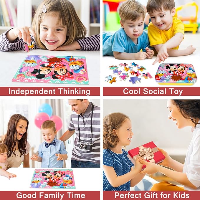 Puzzles for Kids Ages 4-8, 60 Pieces for Kids Ages 3-5 in a Metal Box Jigsaw Puzzles Girls and Boys Educational Toys Gifts