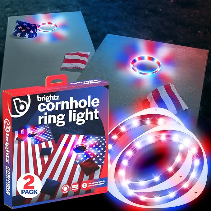 Brightz LED Cornhole Board Ring Lights, 2-Pack - 48-Hour Battery Life - Illuminate Your Game with Dazzling Glows and Ultimate Style for Non-Stop Evening Fun and Excitement (Includes Hole Lights Only)