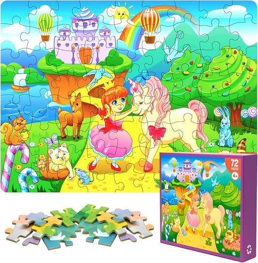 Puzzles for Kids Ages 4-8 Kids Jigsaw Puzzles 72 Piece Toddler Princess Puzzle Unicorn Jigsaw Puzzle with Thick Pieces and Sturdy Box Unicorn Gifts for Girls