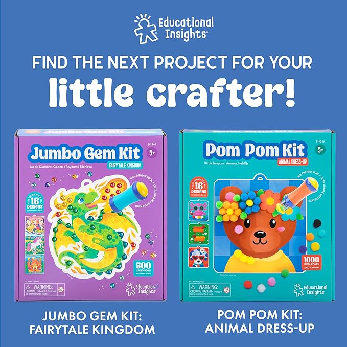 Educational Insights Tufting Kit - Arts and Crafts for Kids, Create Mess Free Projects, DIY Sensory Activity Set for Toddlers, Poke in Fabric Supplies, Creative Gift, Girls and Boys Ages 5+