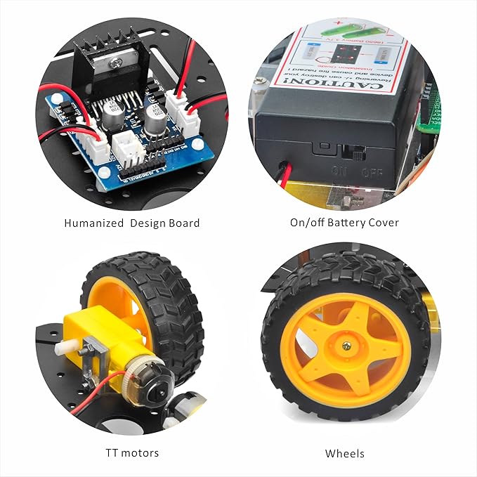 OSOYOO FlexiRover Building Kit for Arduino – Customizable Robot Car Chassis with 4 TT Motors and Wheels, Ideal for Robotics Development (Not Included Main Board for Arduino)
