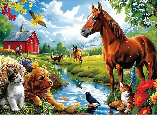 300 Piece Jigsaw Puzzle for Adults, 300 Piece Jigsaw Puzzle for Kids, Horse and Cat Jigsaw Puzzles, Animal Jigsaw Puzzles, Creative Games and Holiday Party Gifts, Fun and Challenging Family Games