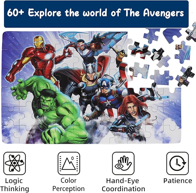 Puzzles for Kids Ages 4-8,60 Piece Puzzles for Kids in a Metal Box, Educational Jigsaw Puzzles 60 Piece Puzzle Games Puzzle Toys Childrens for Girls and Boys (0665)