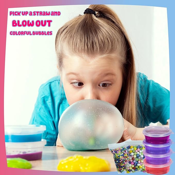 Slime Kit for Kids – 20 Colors DIY Slime Making Kit with Glitter, Beads, Foam Balls and Accessories, Arts and Crafts Creative Gift Set for Boys and Girls