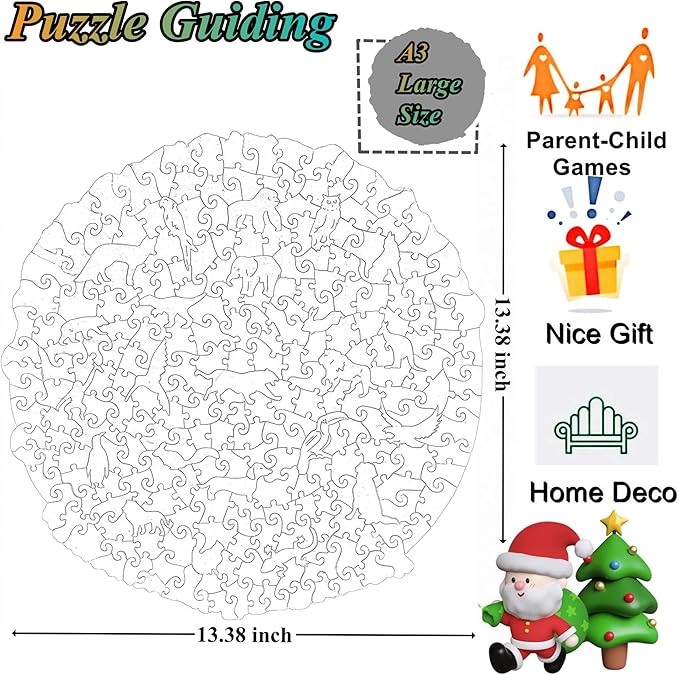 Wooden Jigsaw Puzzle for Adults,Night Tree House Animals Shaped Magic Puzzle Pieces Best Gift for Adults,Can be Used as a Cool Mouse Pad,241pcs,(13.38 * 13.38 inches)